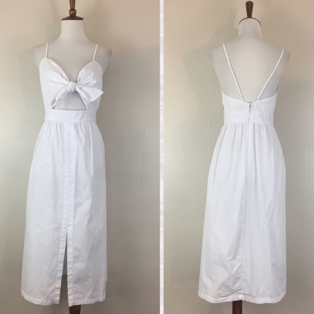 Topshop White Tie Front Cut Out Midi Dress